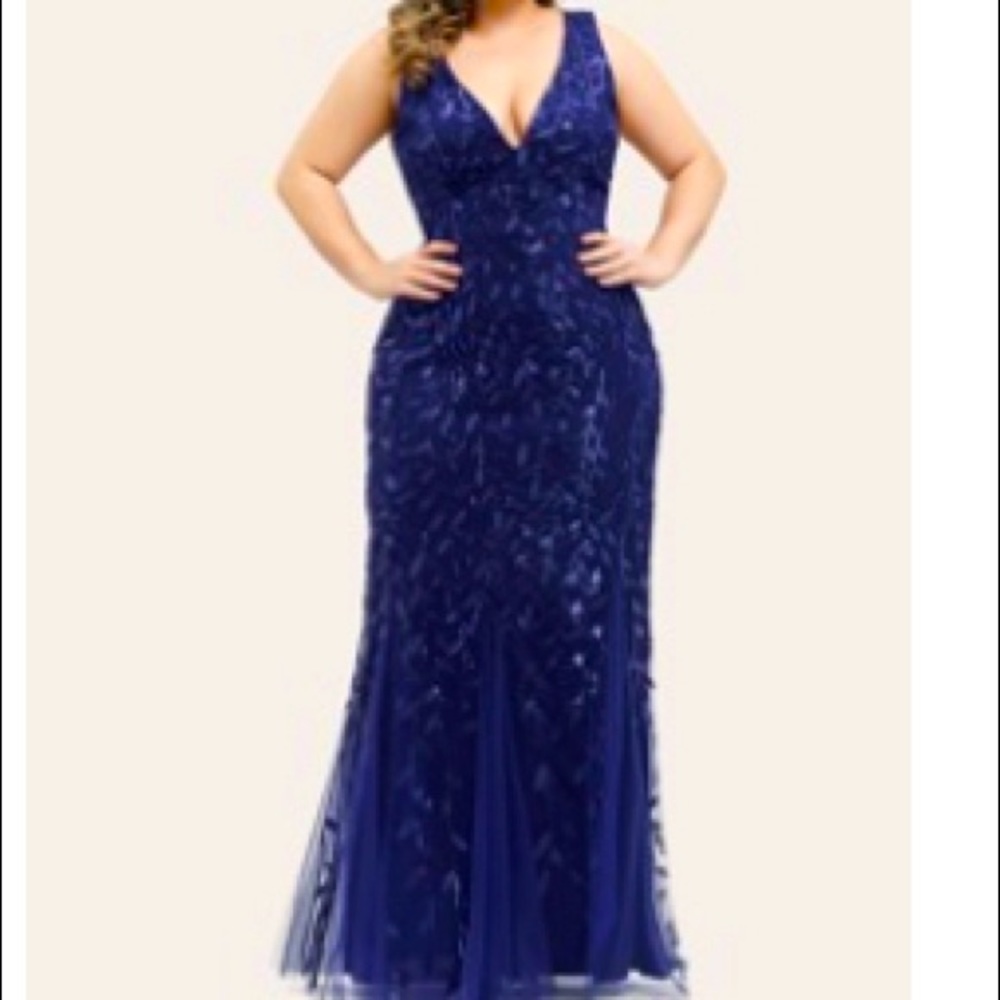 Plus Sequin Plants Detail Mesh Dress